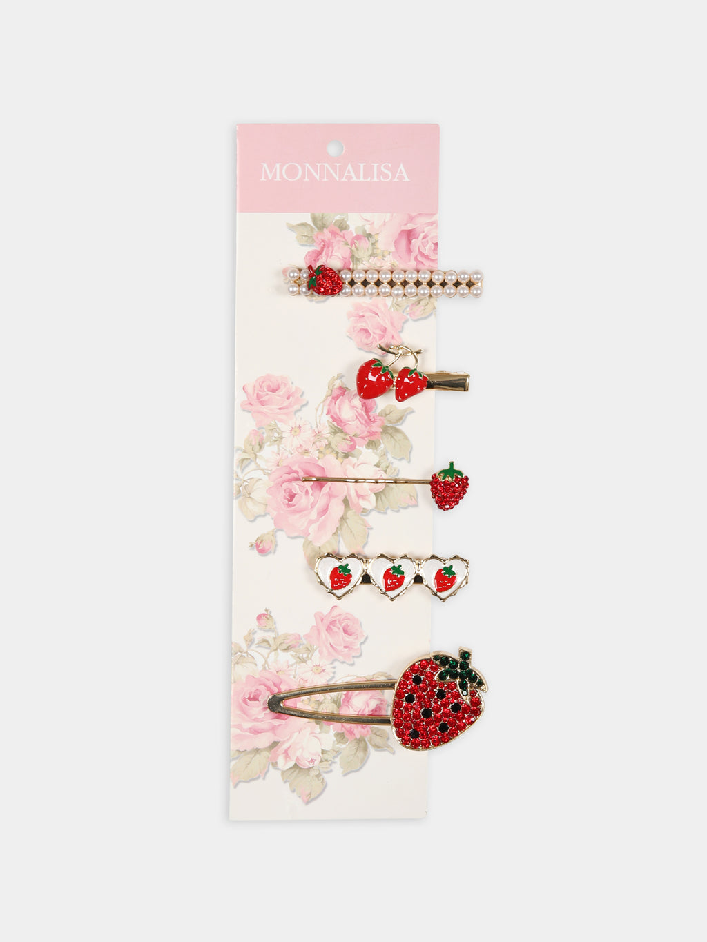 Set of hair clips for girl with strawberries